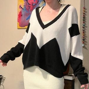 Six Crisp Days Black and White Sweater